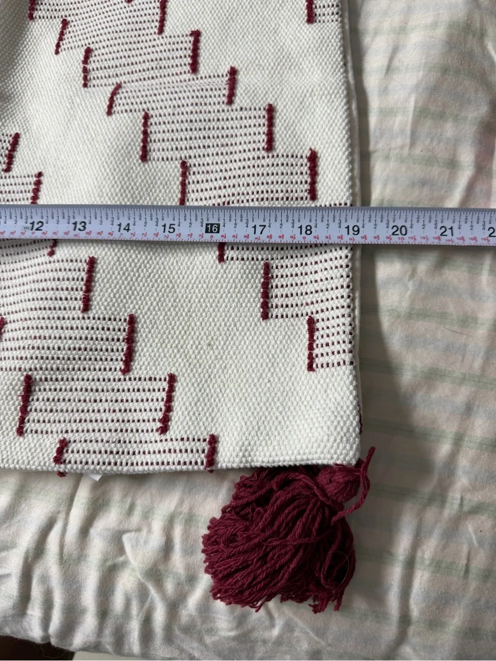 Blue Page pillow covers  with Burgundy Tassel Detail embroidered boho (2)
